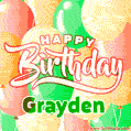 Happy Birthday Image for Grayden. Colorful Birthday Balloons GIF Animation.