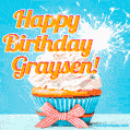 Happy Birthday, Graysen! Elegant cupcake with a sparkler.