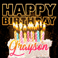 Grayson - Animated Happy Birthday Cake GIF for WhatsApp