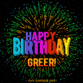 New Bursting with Colors Happy Birthday Greer GIF and Video with Music