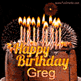 Chocolate Happy Birthday Cake for Greg (GIF)
