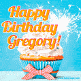 Happy Birthday, Gregory! Elegant cupcake with a sparkler.