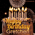 Chocolate Happy Birthday Cake for Gretchen (GIF)