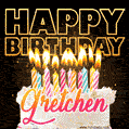 Gretchen - Animated Happy Birthday Cake GIF Image for WhatsApp