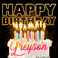 Greyson - Animated Happy Birthday Cake GIF for WhatsApp