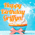 Happy Birthday, Griffyn! Elegant cupcake with a sparkler.
