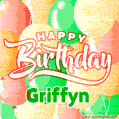 Happy Birthday Image for Griffyn. Colorful Birthday Balloons GIF Animation.