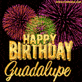 Wishing You A Happy Birthday, Guadalupe! Best fireworks GIF animated greeting card.