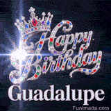 A detailed silver queen crown with colorful gemstone highlights resting on diamond-encrusted cursive letters.Guadalupe
