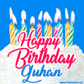 Happy Birthday GIF for Guhan with Birthday Cake and Lit Candles