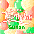 Happy Birthday Image for Guhan. Colorful Birthday Balloons GIF Animation.