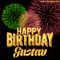 Wishing You A Happy Birthday, Gustav! Best fireworks GIF animated greeting card.