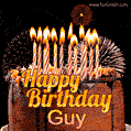 Chocolate Happy Birthday Cake for Guy (GIF)