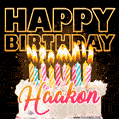 Haakon - Animated Happy Birthday Cake GIF for WhatsApp