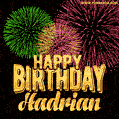 Wishing You A Happy Birthday, Hadrian! Best fireworks GIF animated greeting card.