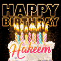 Hakeem - Animated Happy Birthday Cake GIF for WhatsApp