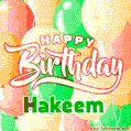 Happy Birthday Image for Hakeem. Colorful Birthday Balloons GIF Animation.