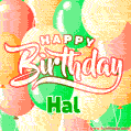 Happy Birthday Image for Hal. Colorful Birthday Balloons GIF Animation.