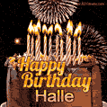 Chocolate Happy Birthday Cake for Halle (GIF)