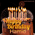 Chocolate Happy Birthday Cake for Hamid (GIF)