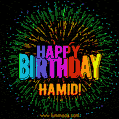 New Bursting with Colors Happy Birthday Hamid GIF and Video with Music