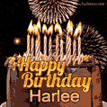 Chocolate Happy Birthday Cake for Harlee (GIF)