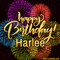 Celebrate Harlee's birthday with a GIF featuring chocolate cake, a lit ...