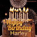 Chocolate Happy Birthday Cake for Harley (GIF)