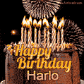 Chocolate Happy Birthday Cake for Harlo (GIF)