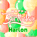 Happy Birthday Image for Harlon. Colorful Birthday Balloons GIF Animation.