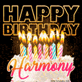 Harmony - Animated Happy Birthday Cake GIF Image for WhatsApp