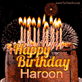Chocolate Happy Birthday Cake for Haroon (GIF)