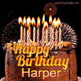 Chocolate Happy Birthday Cake for Harper (GIF)