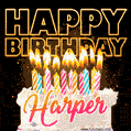 Harper - Animated Happy Birthday Cake GIF for WhatsApp