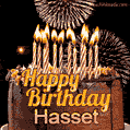 Chocolate Happy Birthday Cake for Hasset (GIF)