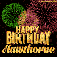 Wishing You A Happy Birthday, Hawthorne! Best fireworks GIF animated greeting card.