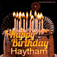 Chocolate Happy Birthday Cake for Haytham (GIF)