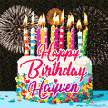 Amazing Animated GIF Image for Hayven with Birthday Cake and Fireworks