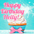 Happy Birthday Heily! Elegang Sparkling Cupcake GIF Image.
