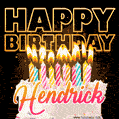 Hendrick - Animated Happy Birthday Cake GIF for WhatsApp