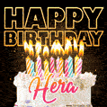 Hera - Animated Happy Birthday Cake GIF Image for WhatsApp