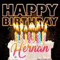 Hernan - Animated Happy Birthday Cake GIF for WhatsApp