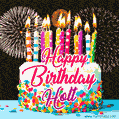 Amazing Animated GIF Image for Holt with Birthday Cake and Fireworks
