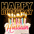 Hussain - Animated Happy Birthday Cake GIF for WhatsApp
