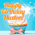 Happy Birthday, Huxton! Elegant cupcake with a sparkler.