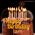 Chocolate Happy Birthday Cake for Iam (GIF)