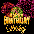 Wishing You A Happy Birthday, Ibtihaj! Best fireworks GIF animated greeting card.