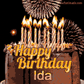 Chocolate Happy Birthday Cake for Ida (GIF)