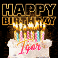 Igor - Animated Happy Birthday Cake GIF for WhatsApp