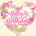 Pink rose heart shaped bouquet - Happy Birthday Card for Ihab
